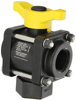 Banjo V125BL Polypropylene Three-Way Ball Valve - 1-1/4 in. FNPT