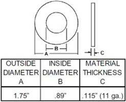 Square Axle Spindle Washer - 1-1/8 in. for Case IH