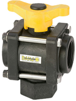 Banjo V150BL Polypropylene Three-Way Ball Valve - 1-1/2 in. FNPT